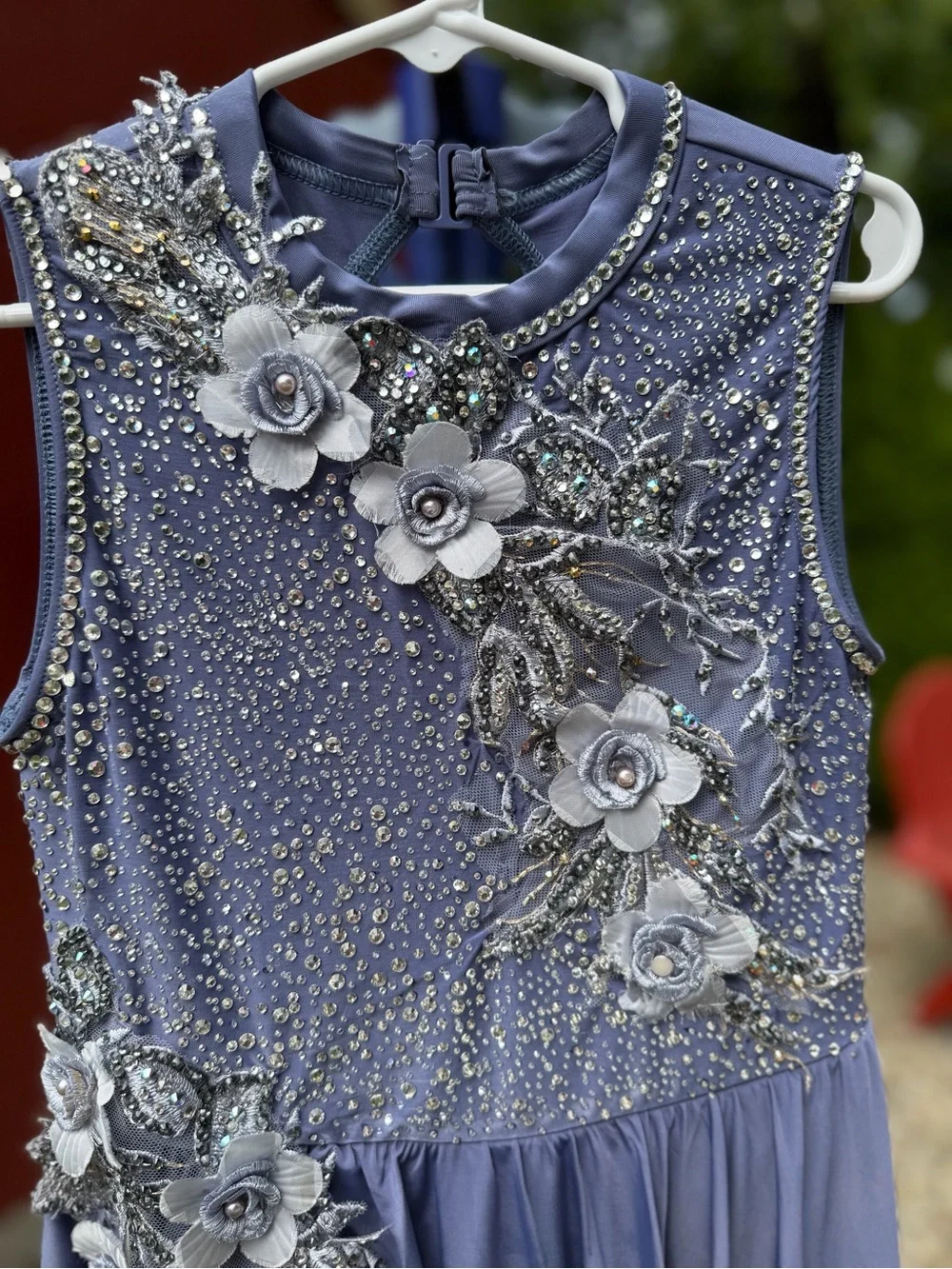 Girls' Lavender Floral Appliqué Dance Costume Dress